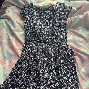 Girls navy print dress